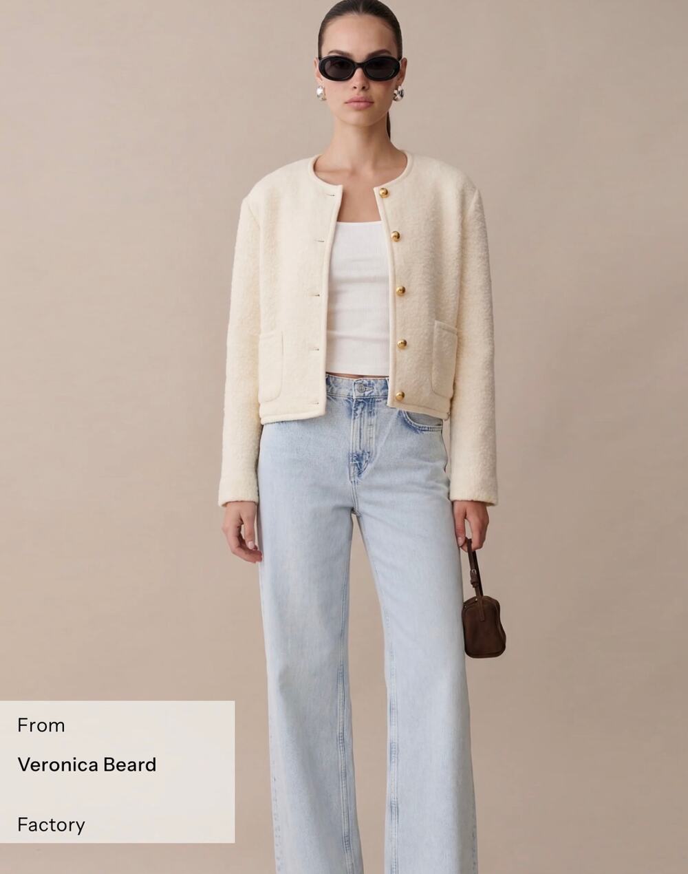 New few moda Caara Joe relaxed fit crop jacket cream $222 sz XS